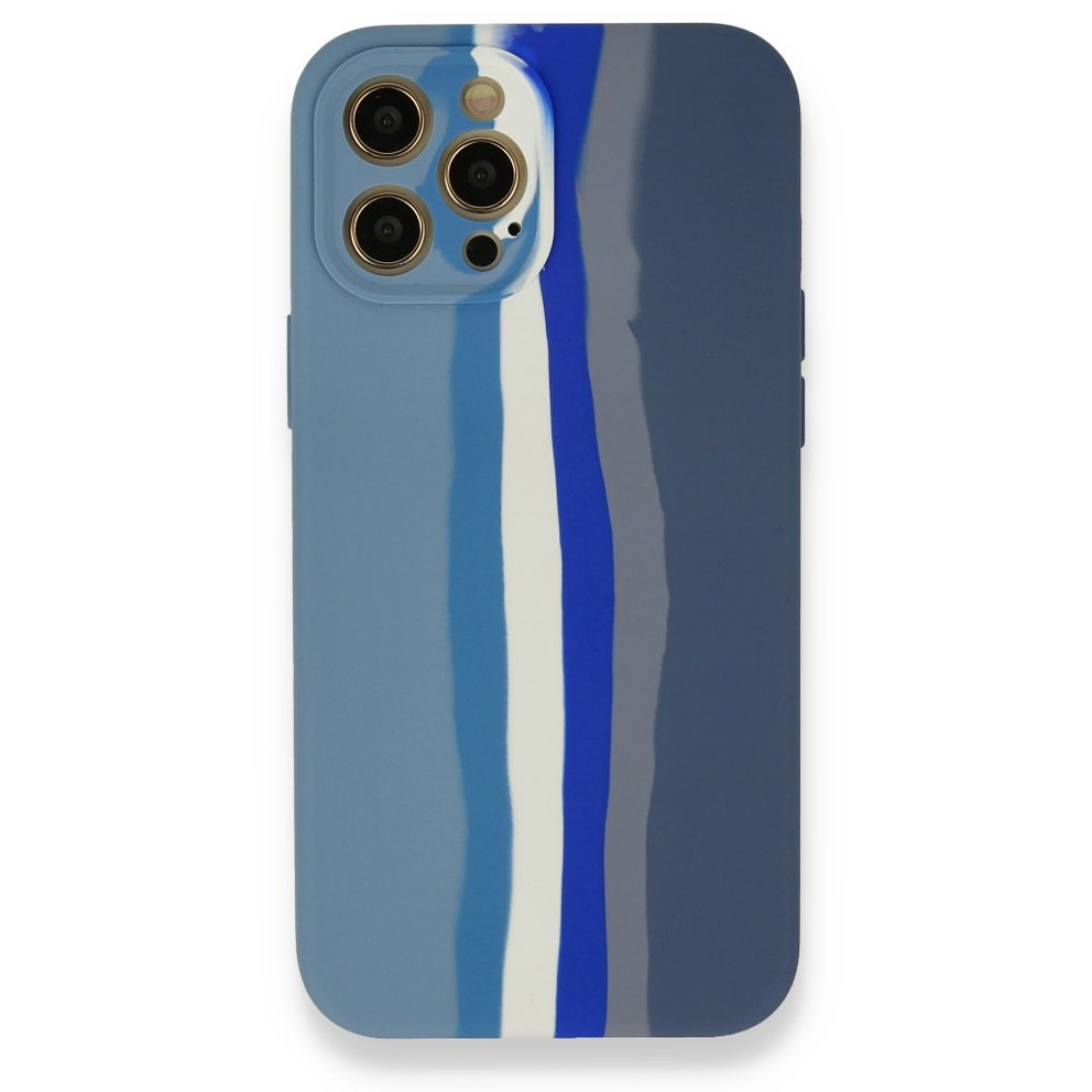  iPhone 12 Pro Kılıf Ebruli Lansman Silikon - Mavi-Gri