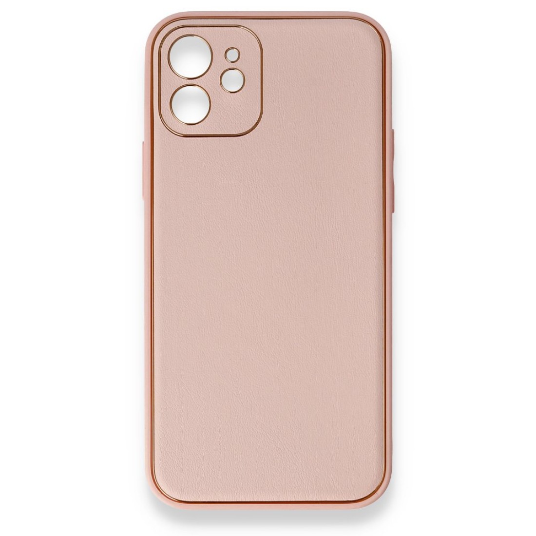  iPhone 12 Kılıf Coco Deri Silikon Kapak - Pembe