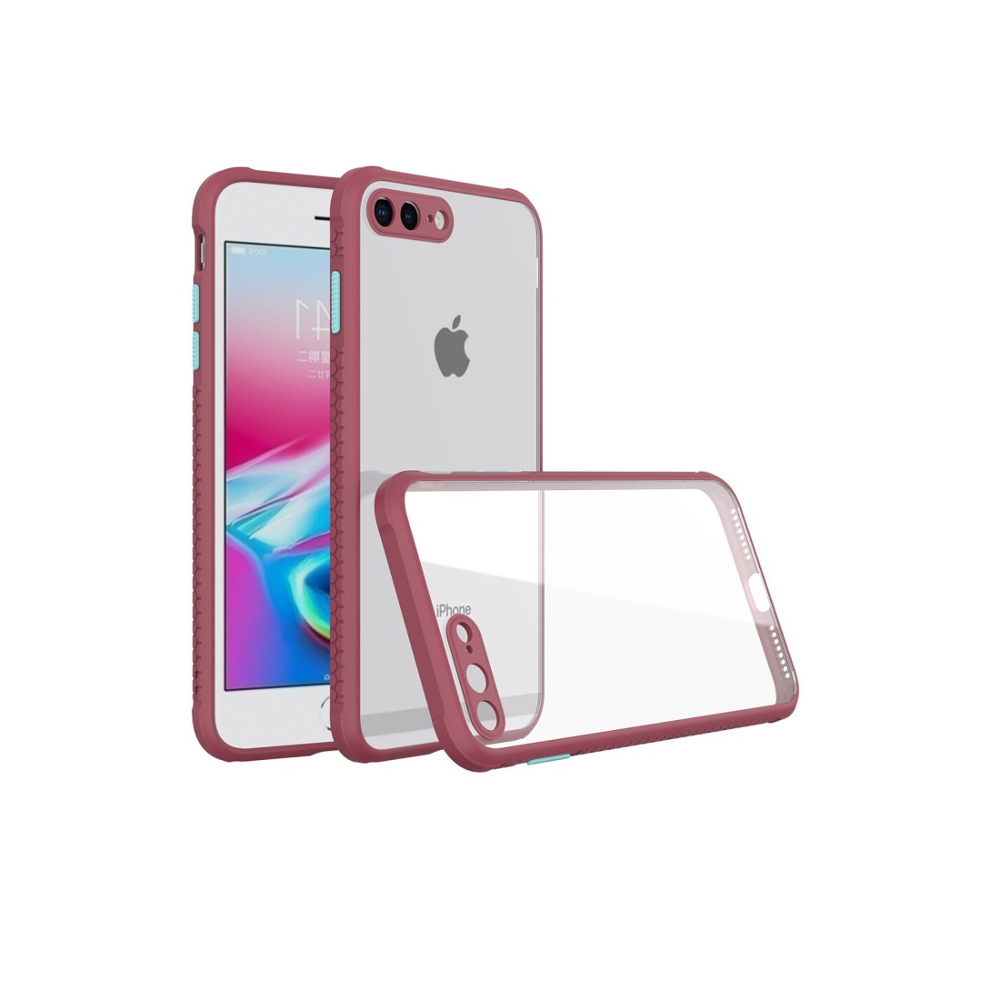 iPhone 7 Plus Kılıf Miami Şeffaf Silikon - Fuşya iPhone 7 Plus Kılıf Miami Şeffaf Silikon - Fuşya