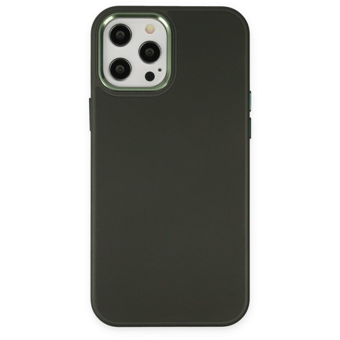  iPhone 12 Pro Kılıf Asya Deri Silikon - Koyu Yeşil