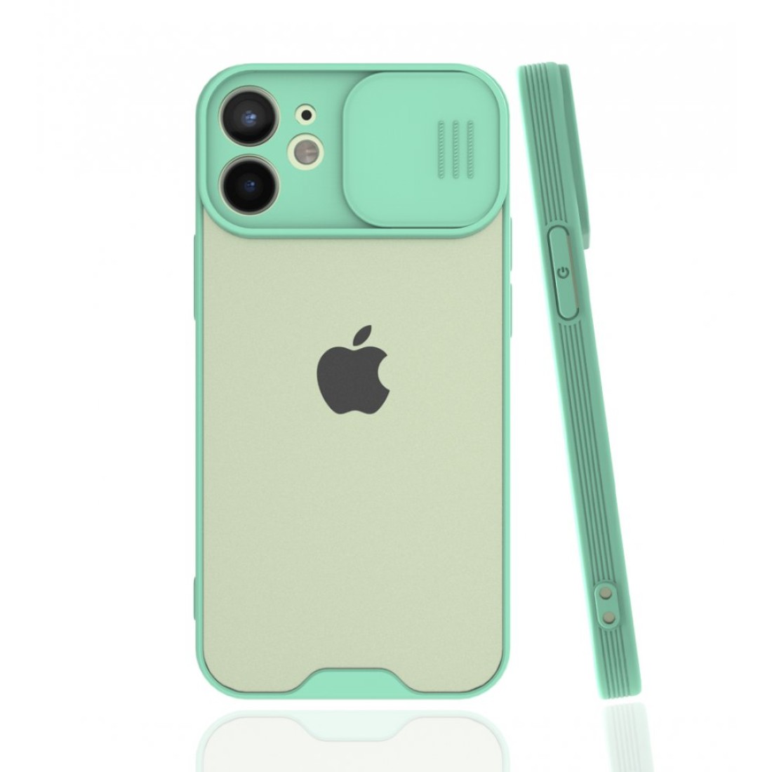  iPhone 12 Mini Kılıf Platin Kamera Koruma Silikon - Açık Yeşil
