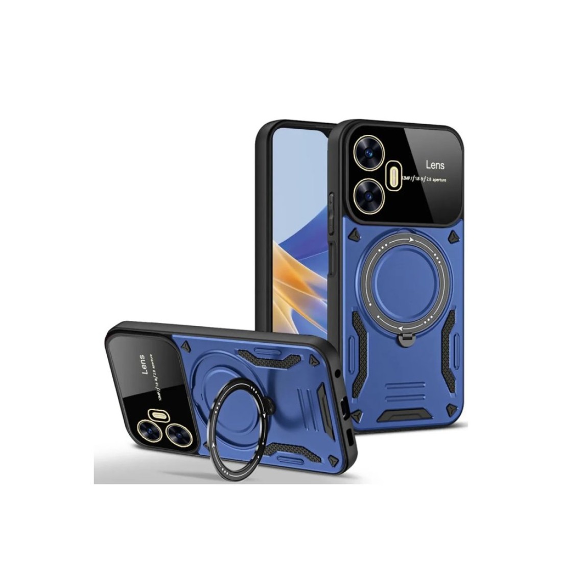  Realme C55 Kılıf Joy Lens Standlı Kapak - Lacivert