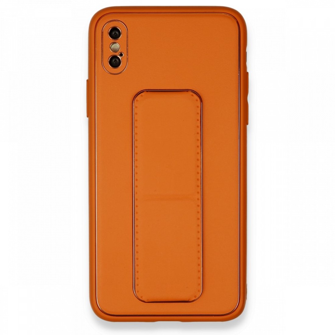  iPhone XS Max Kılıf Coco Deri Standlı Kapak - Turuncu