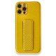 iPhone 12 Pro Kılıf Coco Karbon Standlı Kapak - Sarı iPhone 12 Pro Kılıf Coco Karbon Standlı Kapak - Sarı