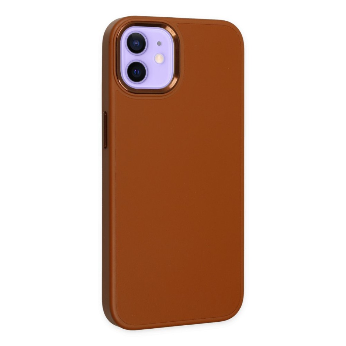  iPhone 12 Kılıf Asya Deri Silikon - Kahverengi