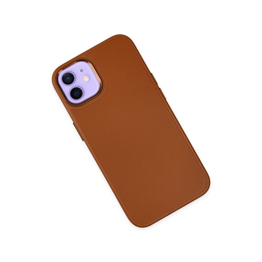  iPhone 12 Kılıf Asya Deri Silikon - Kahverengi