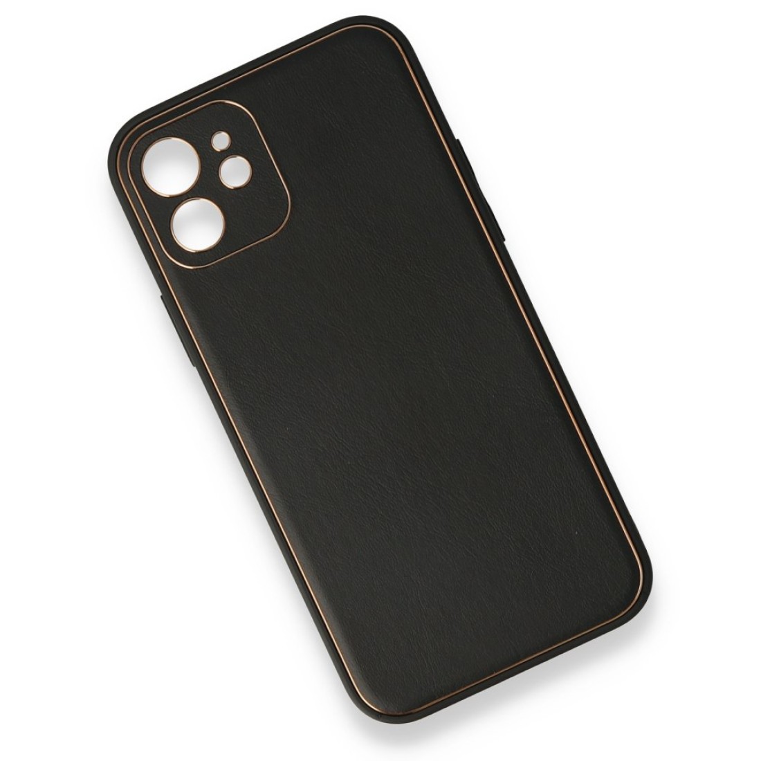 iPhone 12 Mini Kılıf Coco Deri Silikon Kapak - Siyah iPhone 12 Mini Kılıf Coco Deri Silikon Kapak - Siyah