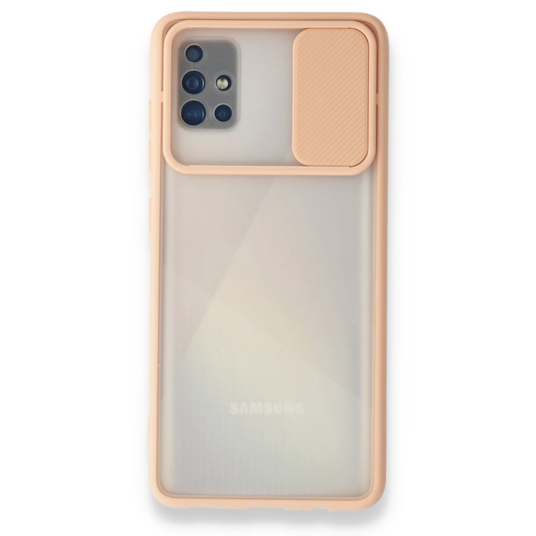  Samsung Galaxy A71 Kılıf Palm Buzlu Kamera Sürgülü Silikon - Pembe