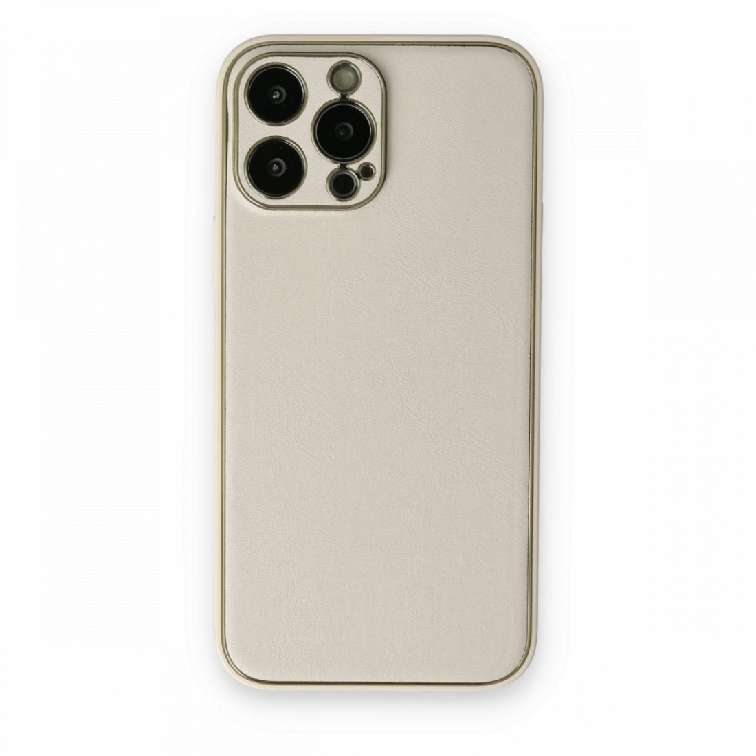  iPhone 13 Pro Max Kılıf Coco Deri Silikon Kapak - Beyaz