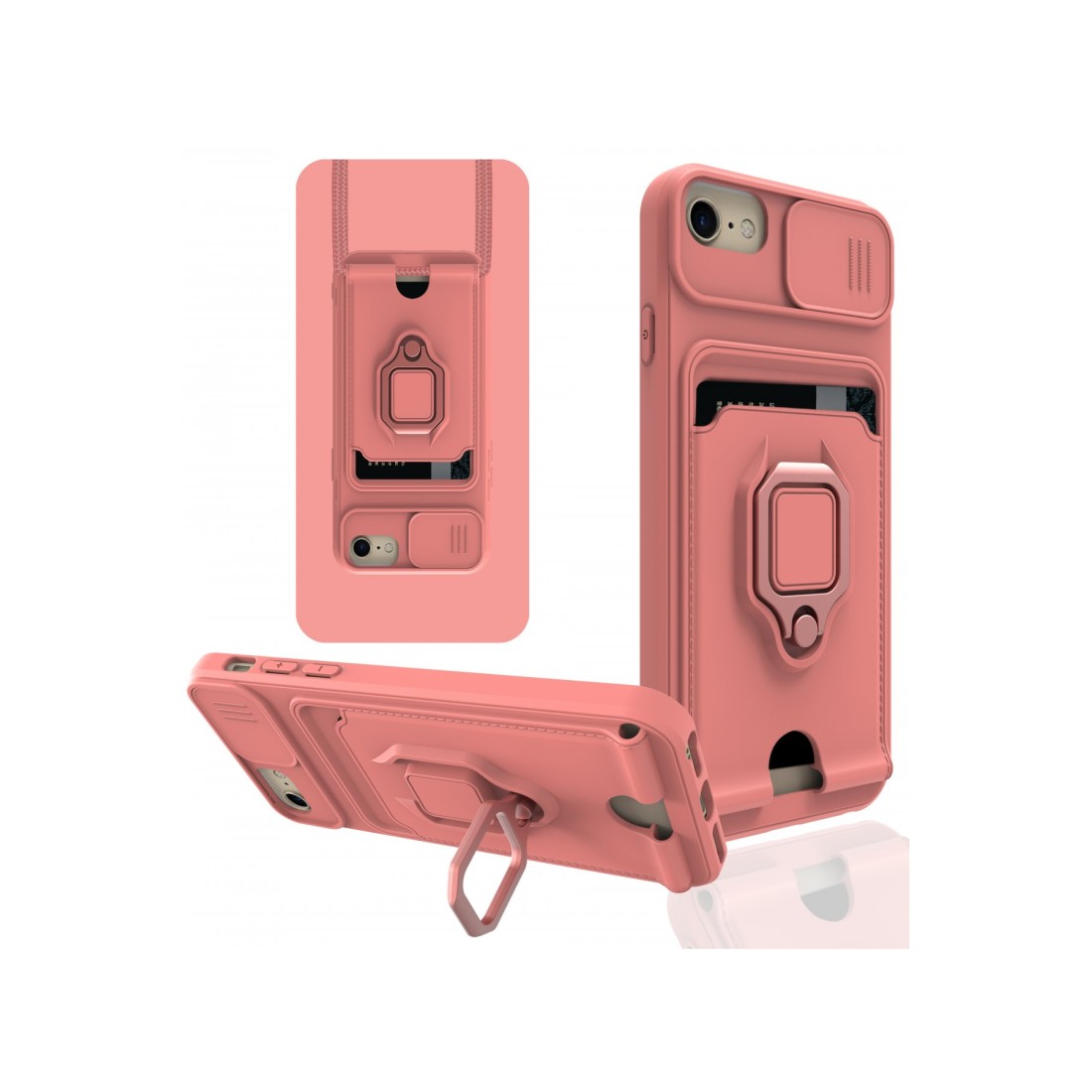 iPhone 7 Kılıf Zuma Kartvizitli Yüzüklü Silikon - Pembe iPhone 7 Kılıf Zuma Kartvizitli Yüzüklü Silikon - Pembe