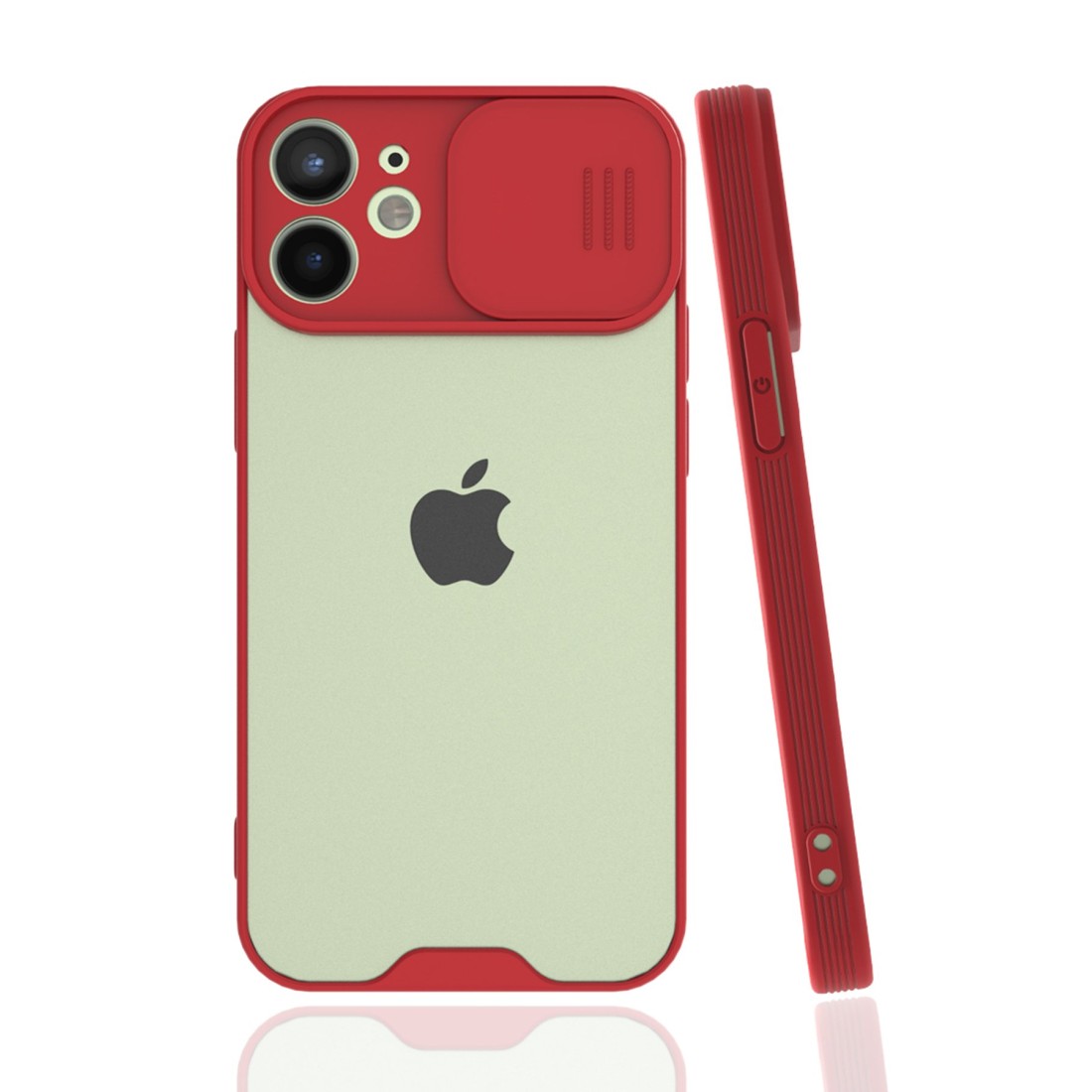  iPhone 12 Mini Kılıf Platin Kamera Koruma Silikon - Kırmızı
