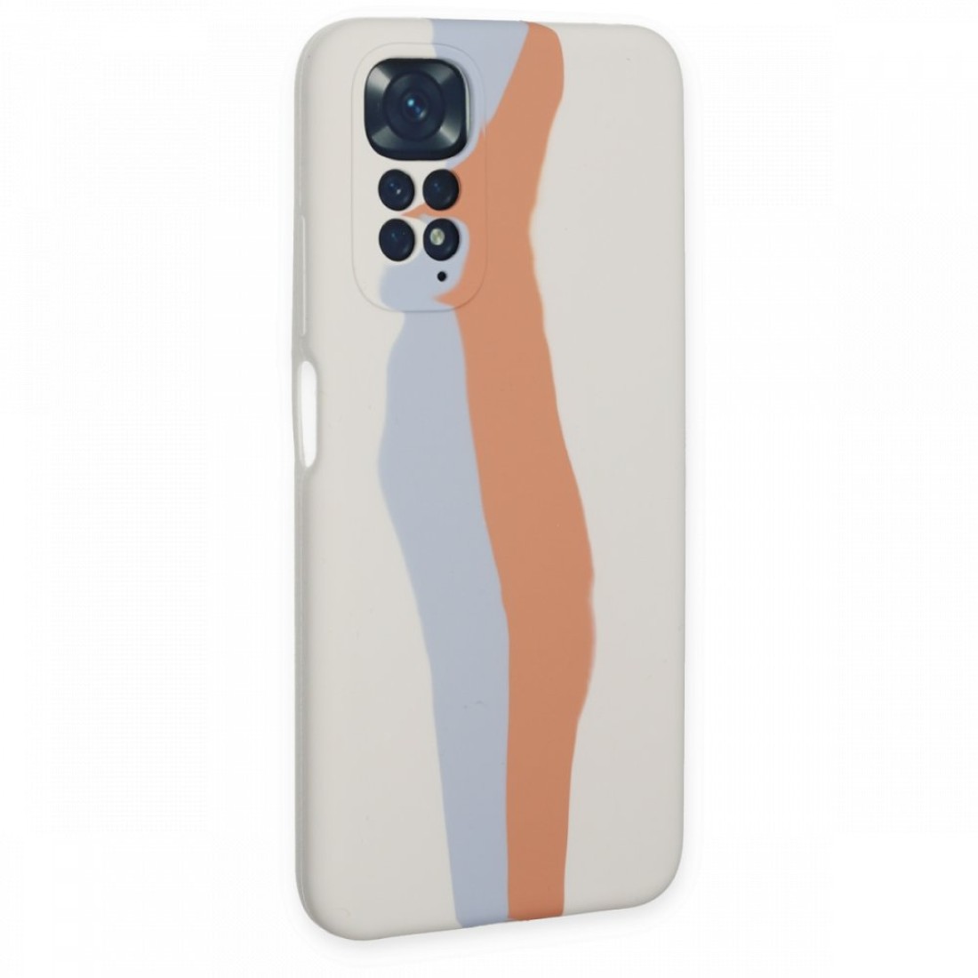 Xiaomi Redmi Note 11 Kılıf Ebruli Lansman Silikon - Beyaz-Turuncu Xiaomi Redmi Note 11 Kılıf Ebruli Lansman Silikon - Beyaz-Turuncu