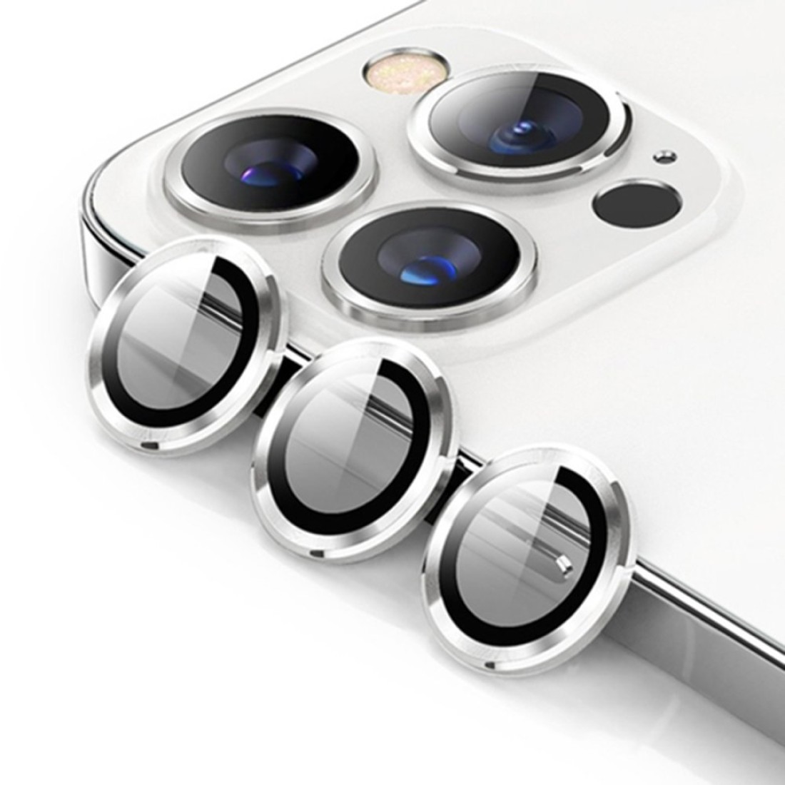 iPhone 15 Pro Max Bind Metal Kamera Lens - Gümüş iPhone 15 Pro Max Bind Metal Kamera Lens - Gümüş