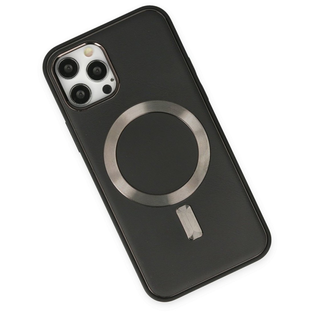  iPhone 12 Pro Kılıf Coco Deri Magneticsafe Silikon - Siyah