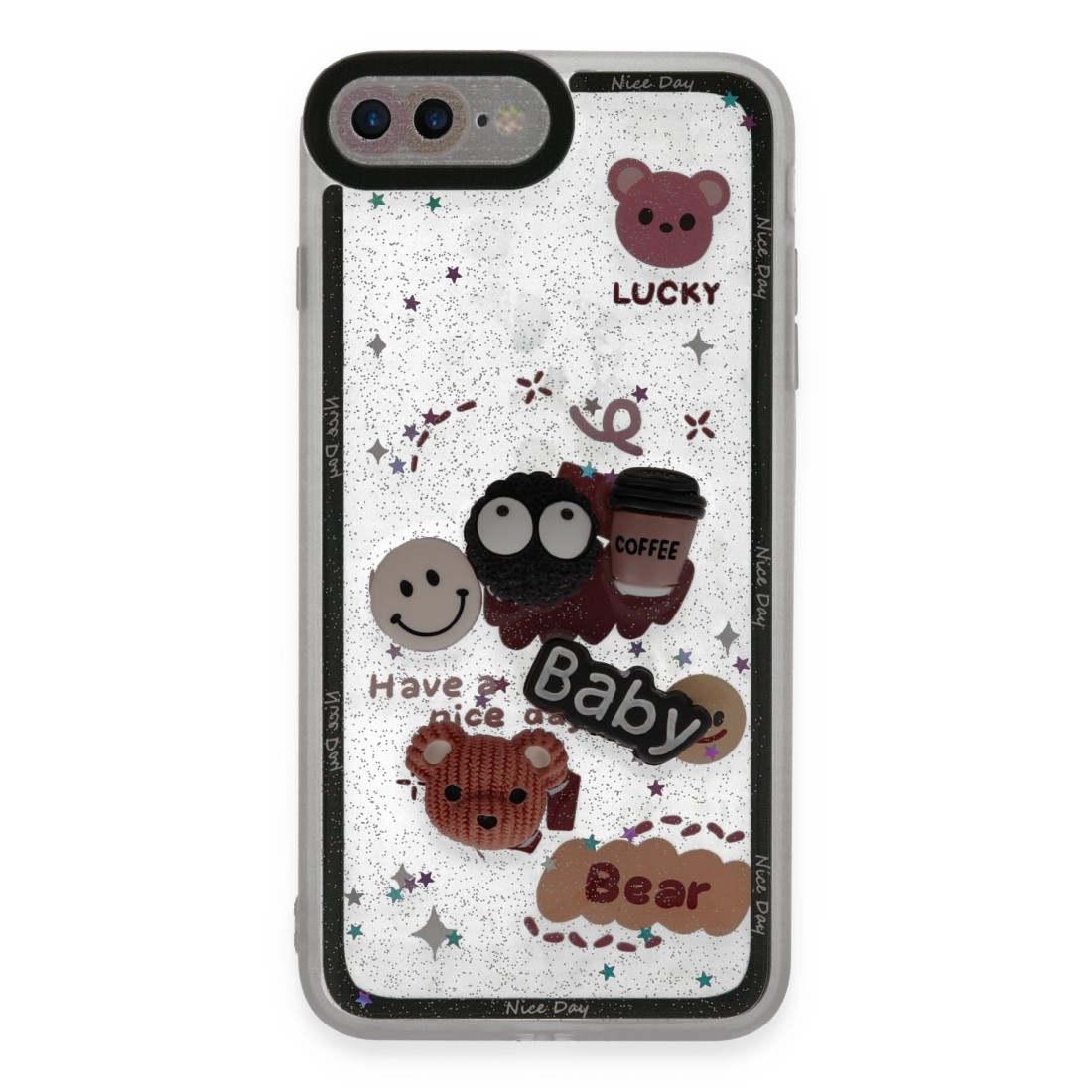  iPhone 7 Plus Kılıf Sweet Desenli Silikon Kapak - Sarı