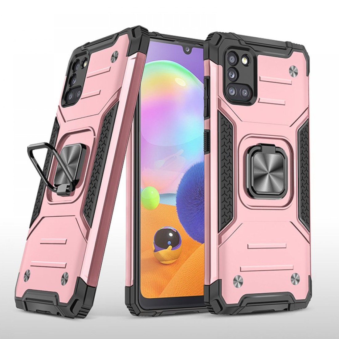  Samsung Galaxy A31 Kılıf Zegna Yüzüklü Silikon Kapak - Rose