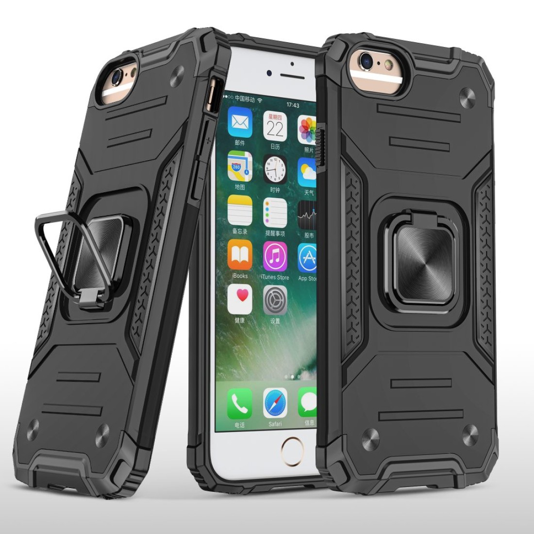  iPhone 6 Plus Kılıf Zegna Yüzüklü Silikon Kapak - Siyah