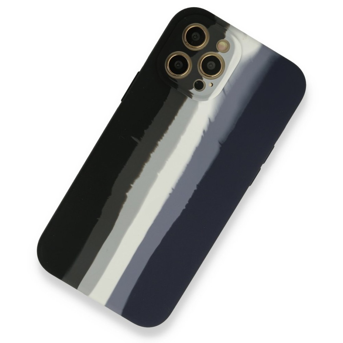  iPhone 12 Pro Kılıf Ebruli Lansman Silikon - Siyah-Lacivert