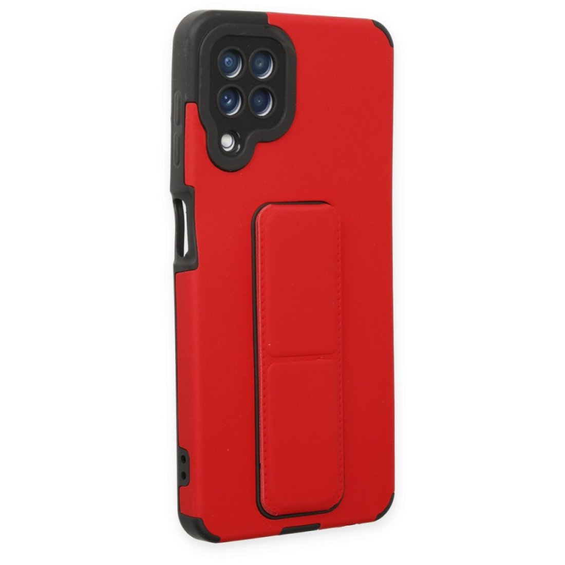  Samsung Galaxy M32 Kılıf Mega Standlı Silikon - Kırmızı