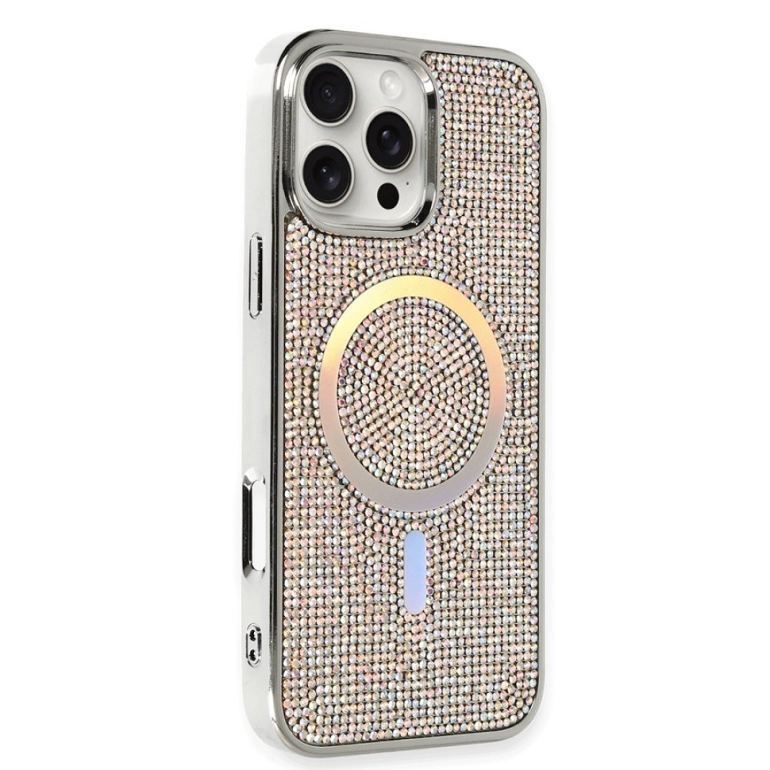  iPhone 16 Pro Kılıf Diamond Magsafe Kapak - Rainbow