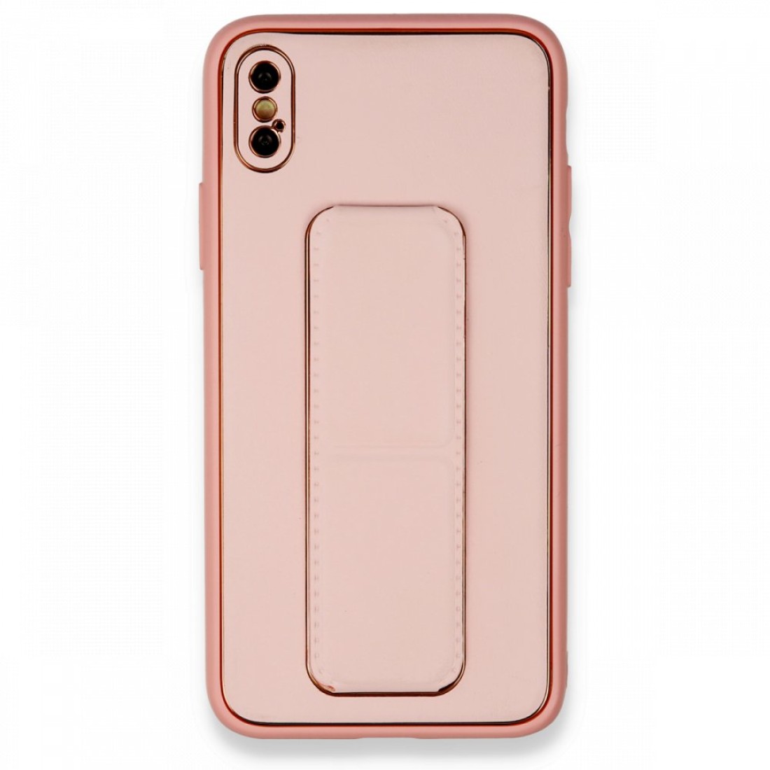  iPhone XS Max Kılıf Coco Deri Standlı Kapak - Pembe