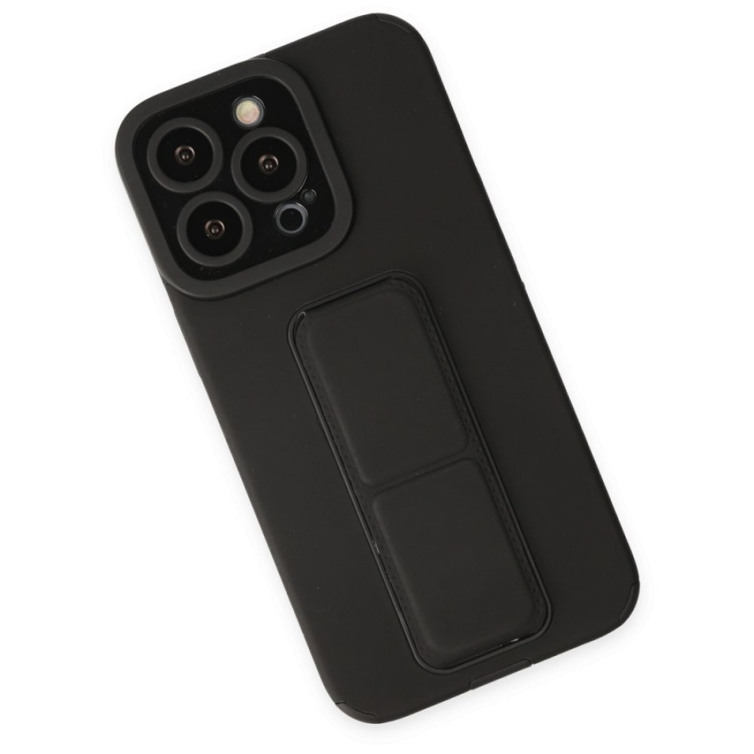  iPhone 14 Pro Kılıf Mega Standlı Silikon - Siyah