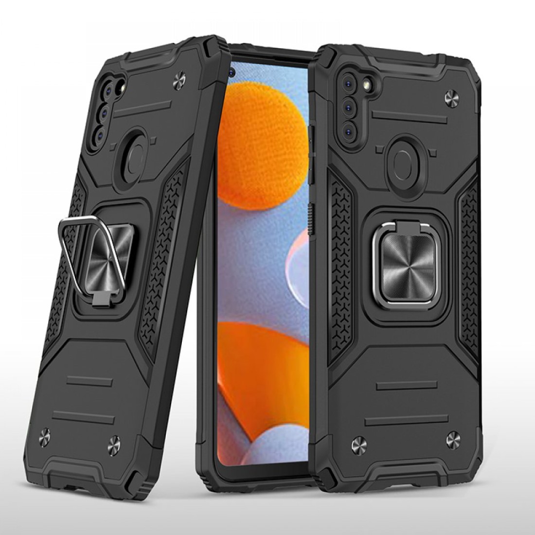  Samsung Galaxy M11 Kılıf Zegna Yüzüklü Silikon Kapak - Siyah