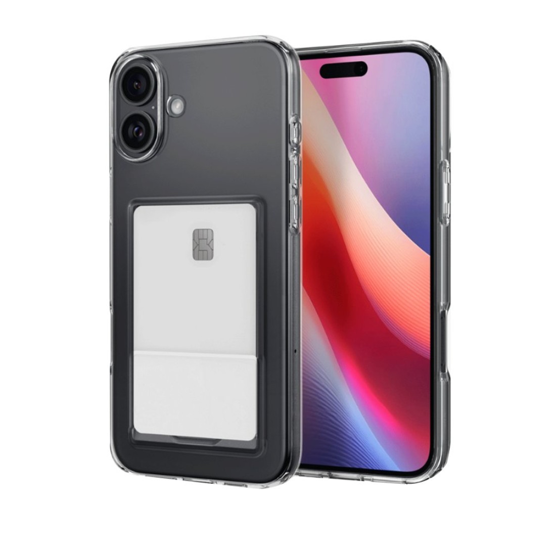  iPhone 16 Kılıf Kart Şeffaf Silikon - Şeffaf