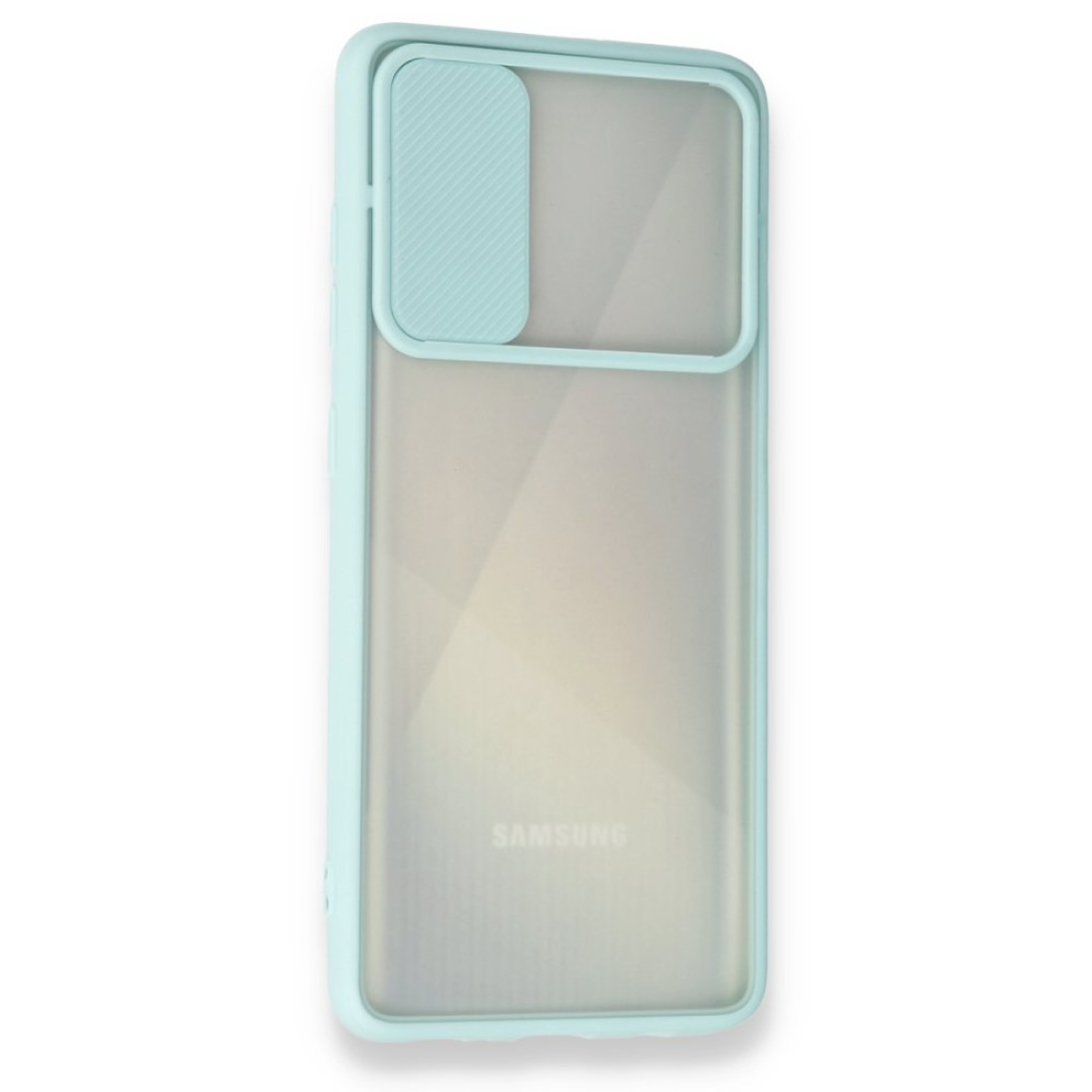 Samsung Galaxy A71 Kılıf Palm Buzlu Kamera Sürgülü Silikon - Turkuaz Samsung Galaxy A71 Kılıf Palm Buzlu Kamera Sürgülü Silikon - Turkuaz