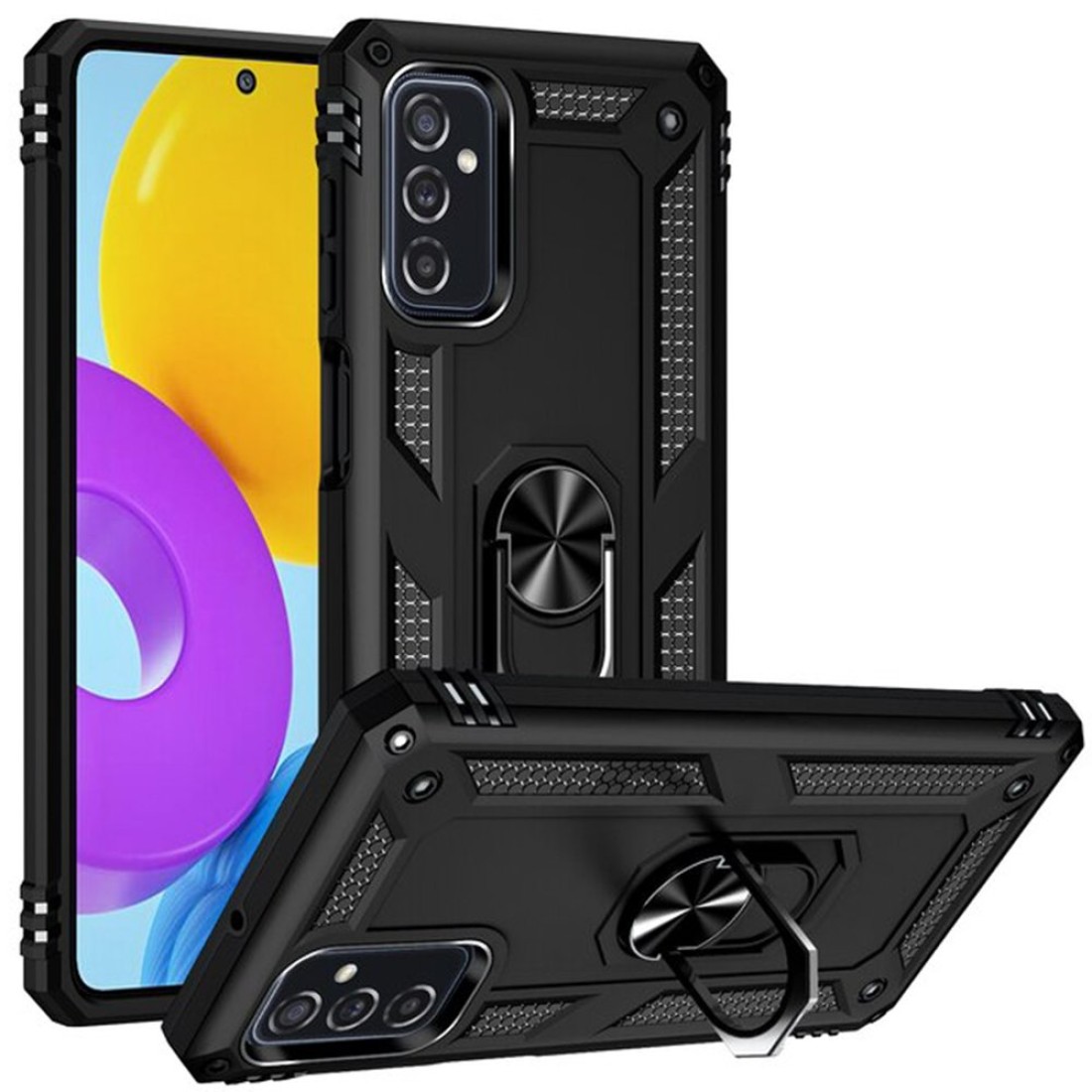  Samsung Galaxy M52 5G Kılıf Sofya Yüzüklü Silikon Kapak - Siyah