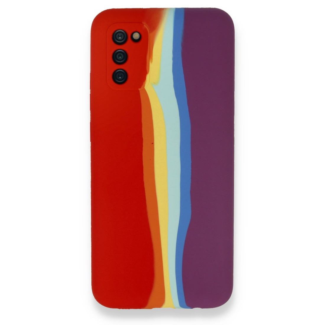  Samsung Galaxy A03S Kılıf Ebruli Lansman Silikon - Kırmızı-Mor