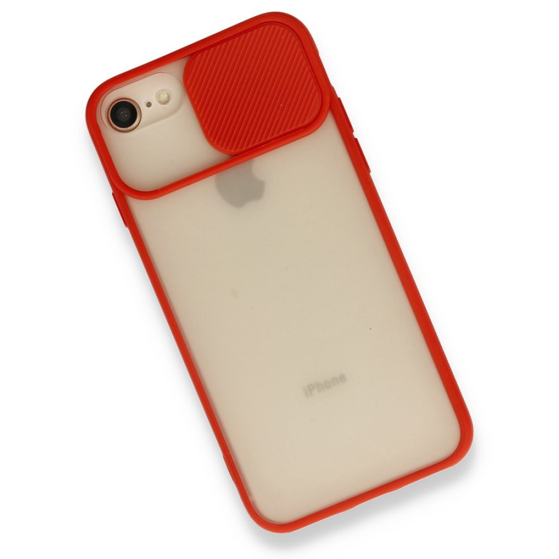  iPhone SE 2020 Kılıf Palm Buzlu Kamera Sürgülü Silikon - Kırmızı