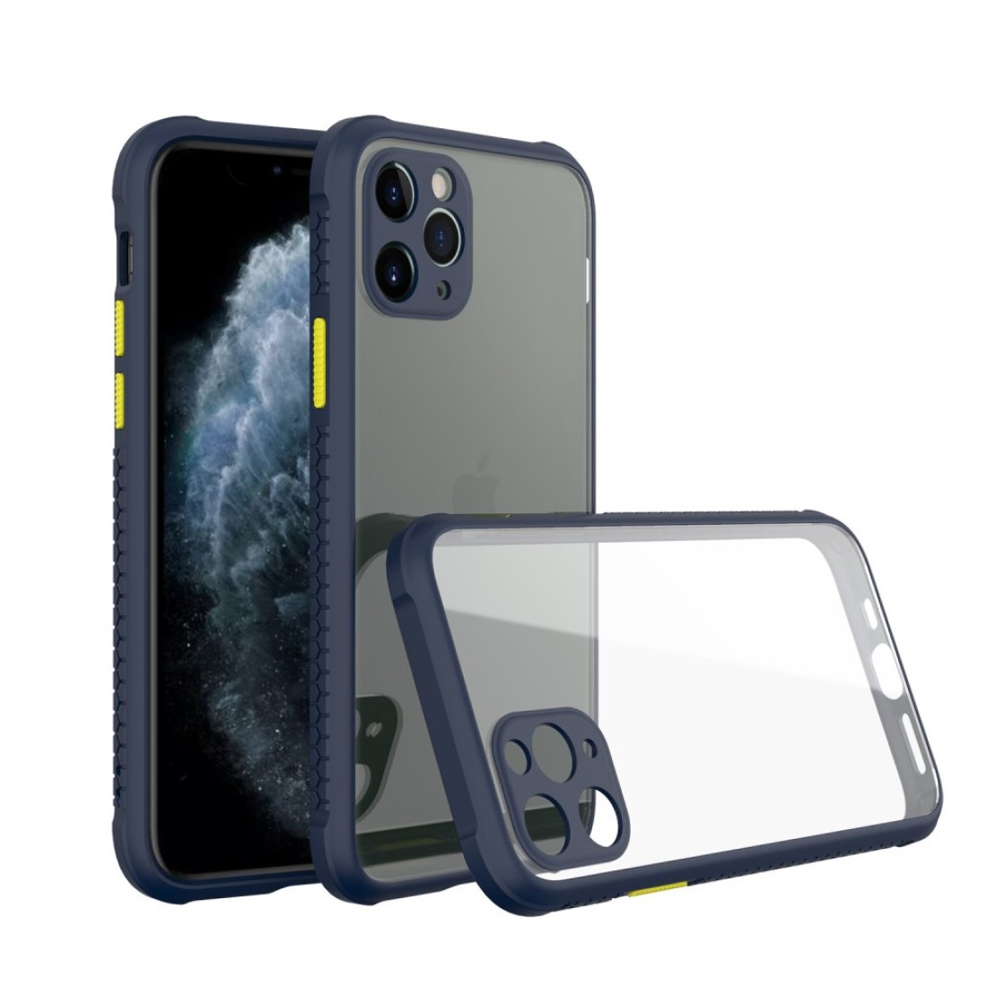  iPhone 11 Pro Kılıf Miami Şeffaf Silikon - Lacivert