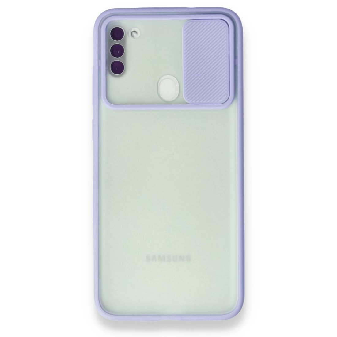  Samsung Galaxy A11 Kılıf Palm Buzlu Kamera Sürgülü Silikon - Lila
