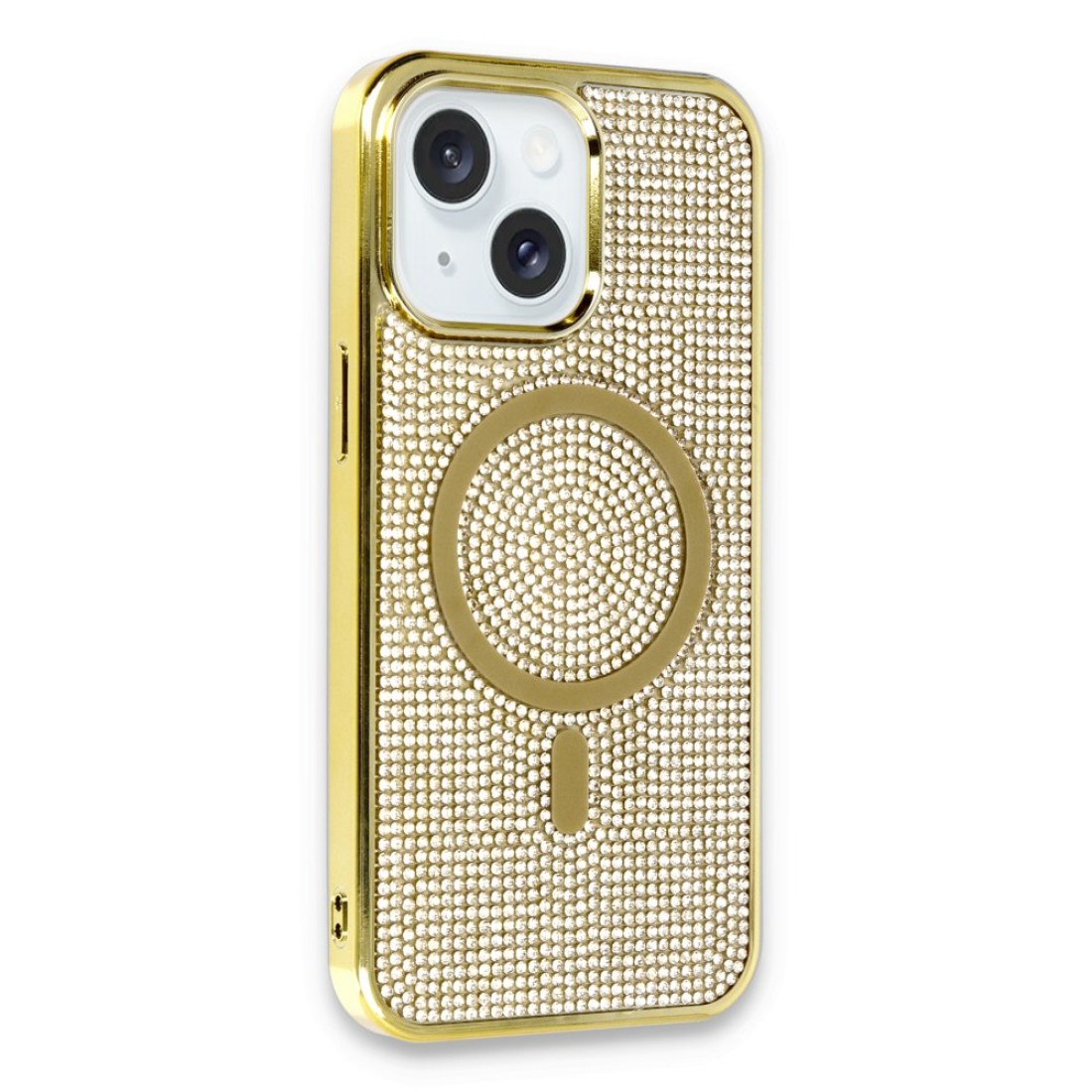  iPhone 15 Kılıf Diamond Magsafe Kapak - Gold