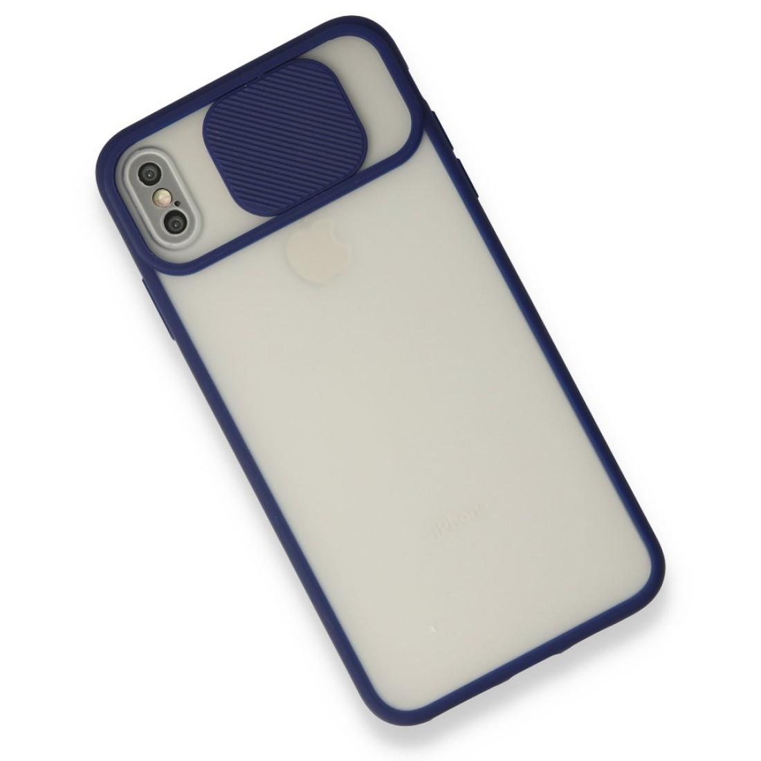  iPhone XS Max Kılıf Palm Buzlu Kamera Sürgülü Silikon - Lacivert