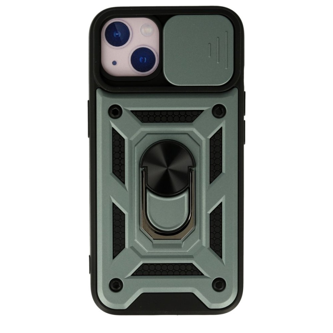  iPhone 15 Kılıf Pars Lens Yüzüklü Silikon - Yeşil