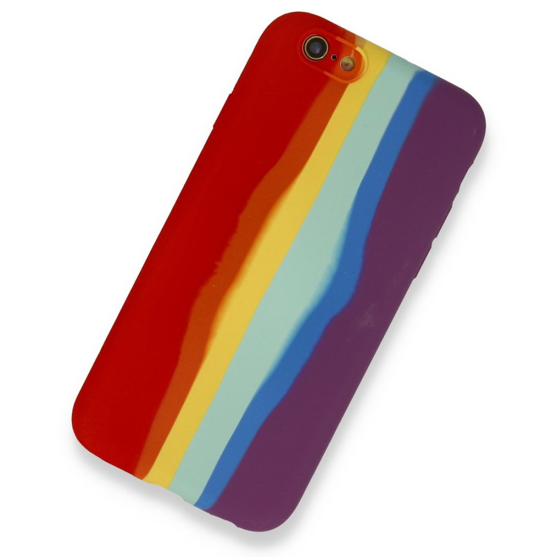  iPhone 6 Kılıf Ebruli Lansman Silikon - Kırmızı-Mor