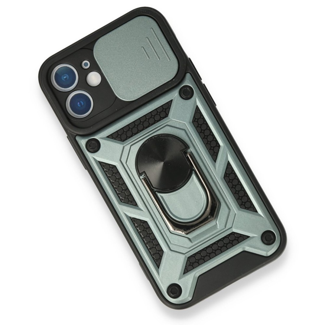 iPhone 12 Kılıf Pars Lens Yüzüklü Silikon - Yeşil iPhone 12 Kılıf Pars Lens Yüzüklü Silikon - Yeşil