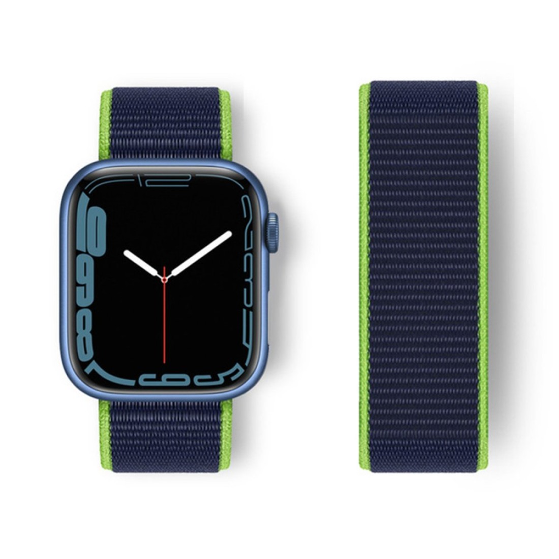  Apple Watch 38mm Hasırlı Cırtcırtlı Kordon - Yeşil-Lacivert
