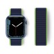  Apple Watch 38mm Hasırlı Cırtcırtlı Kordon - Yeşil-Lacivert