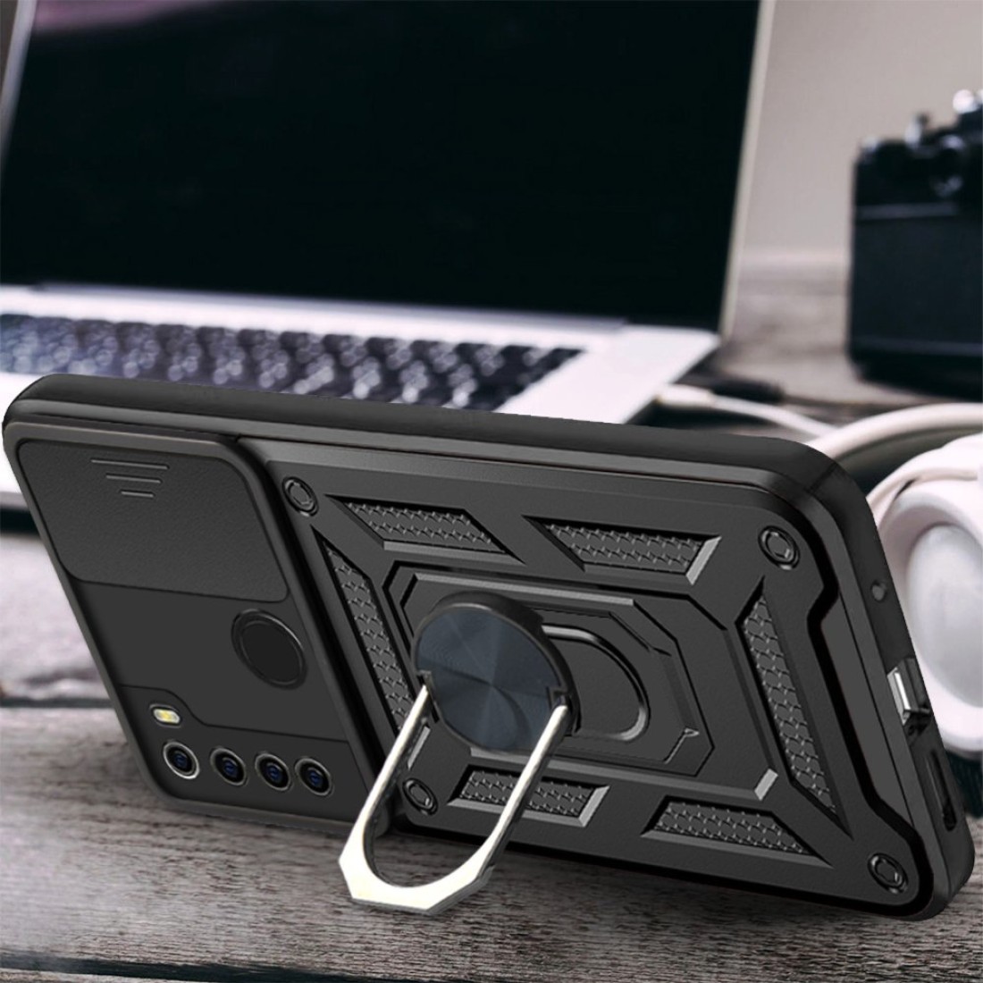  Xiaomi Redmi Note 8 Kılıf Pars Lens Yüzüklü Silikon - Gümüş