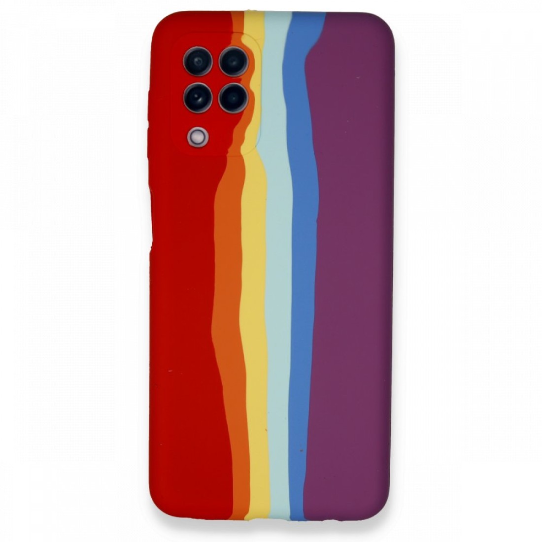  Samsung Galaxy M32 Kılıf Ebruli Lansman Silikon - Kırmızı-Mor