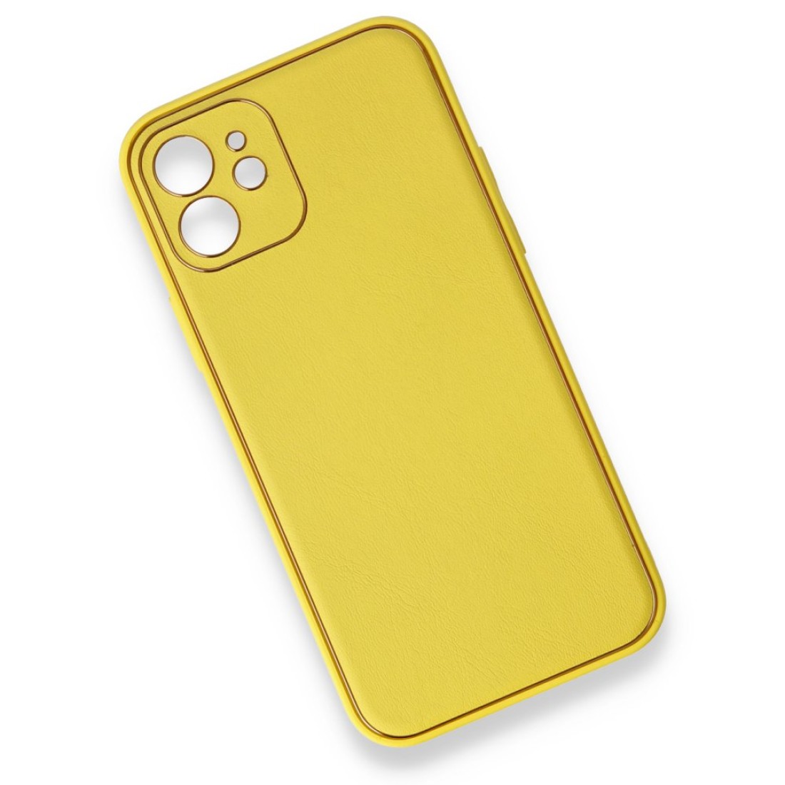  iPhone 12 Mini Kılıf Coco Deri Silikon Kapak - Sarı