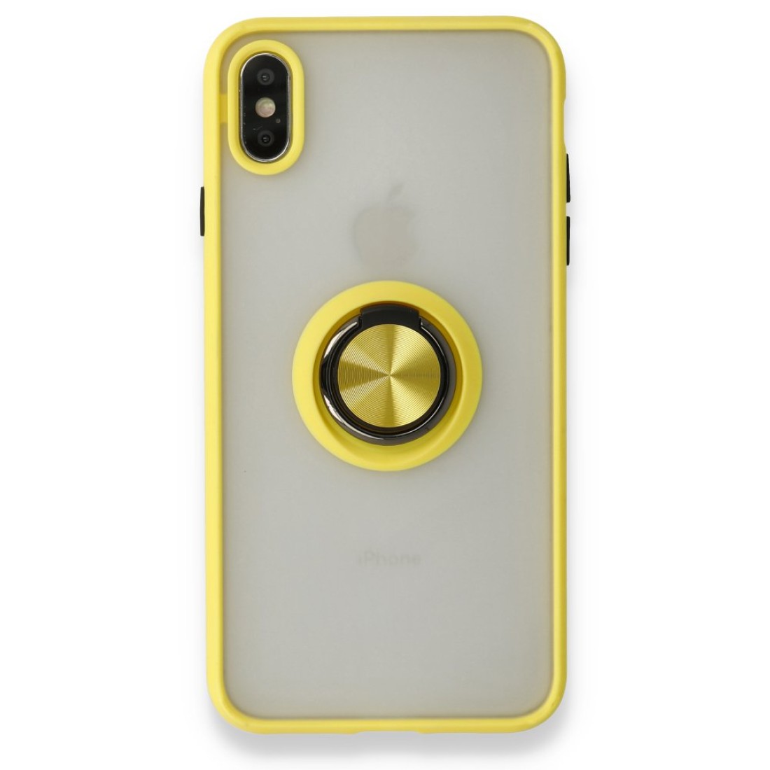  iPhone X Kılıf Montreal Yüzüklü Silikon Kapak - Sarı
