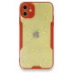  iPhone 12 Kılıf Platin Simli Silikon - Kırmızı