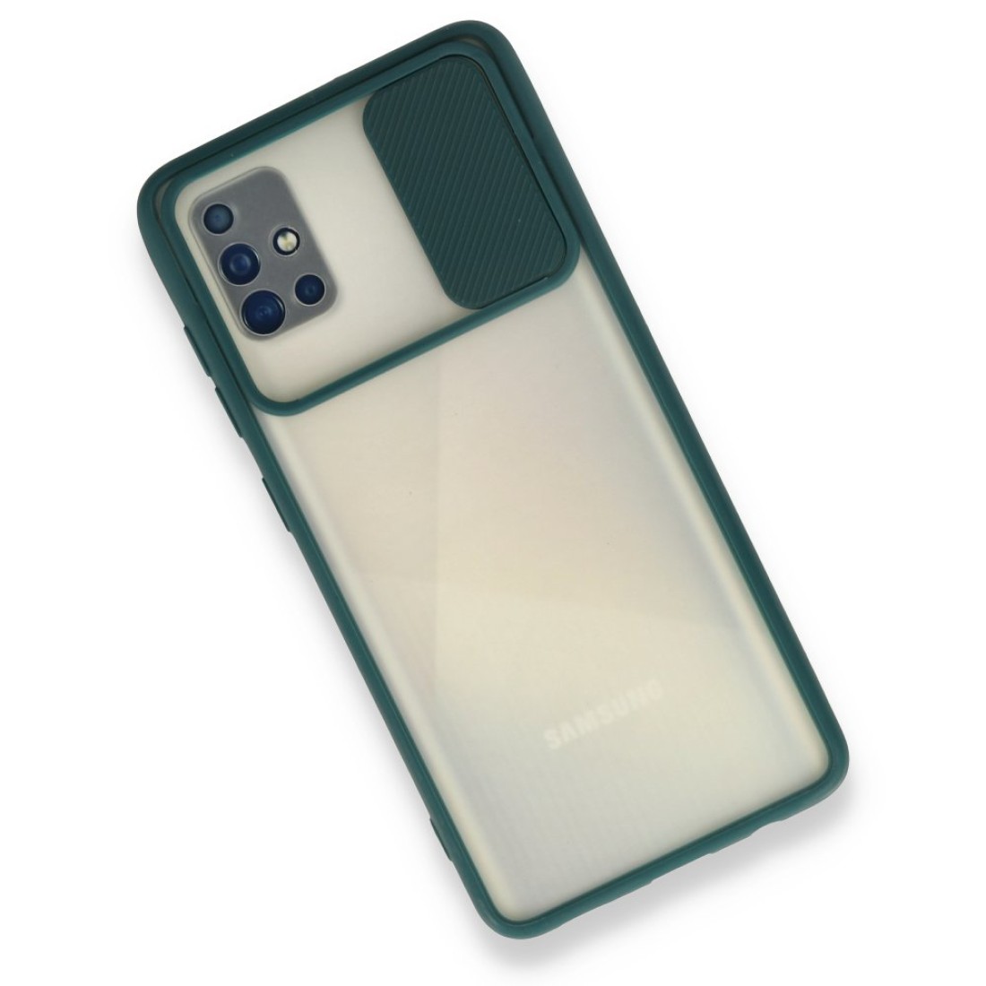  Samsung Galaxy A51 Kılıf Palm Buzlu Kamera Sürgülü Silikon - Yeşil