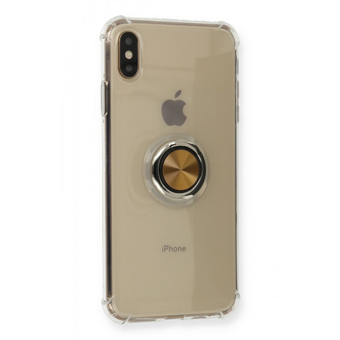  iPhone XS Max Kılıf Gros Yüzüklü Silikon - Gold
