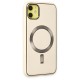  iPhone 12 Kılıf Coco Deri Magneticsafe Silikon - Krem