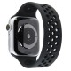  Apple Watch 38mm Ayarlı Delikli Silikon Kordon - Siyah-Siyah